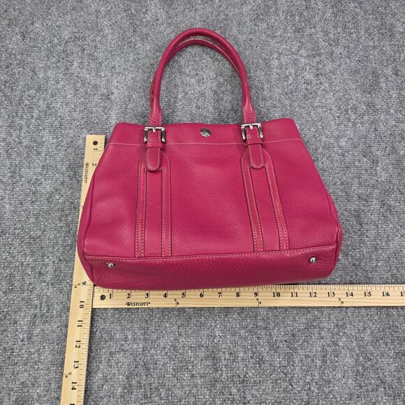 Fossil Pebbled Leather Satchel Bag Womens Fuchsia Pink Tote Handbag 75082 - Picture 13 of 16